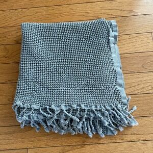 Teema Turkish Cotton Waffle Textured Towel Fringe  Ash Gray  27" x 57"